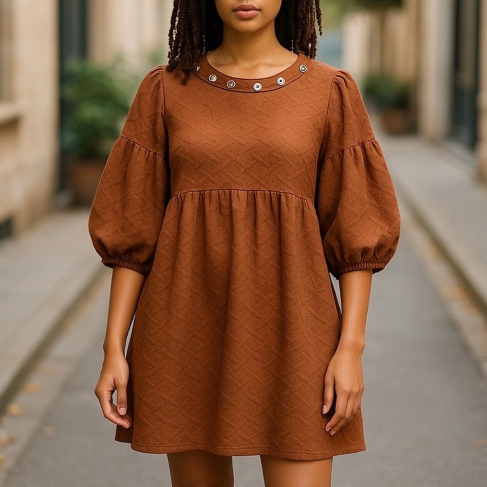 Simply Southern  Collection Burnt Orange Jewel Dress